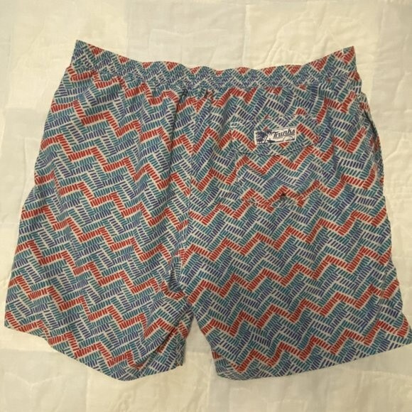 Trunks Men's Swimsuit, XXL, with liner, Red, blue, white design suit - Picture 5 of 6